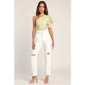 New Free People Somethin Bout You Floral One-Shoulder Bodysuit size M